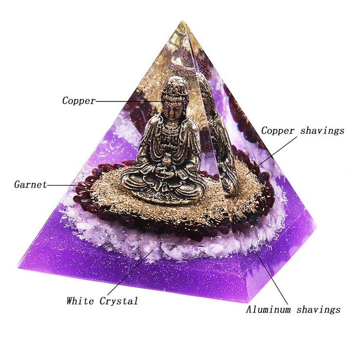 Olivenorma Garnet with Clear Crystal Orgone Pyramid