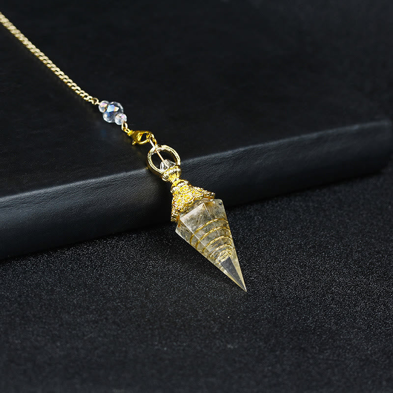 Olivenorma Natural Crystal Resin Hexagonal Pyramid Pendulum