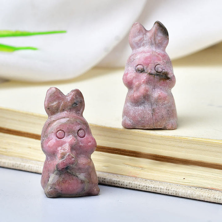 Olivenorma Natural Crystal Carrot Rabbit Carving Gemstone Decoration - Rhodonite - image 9