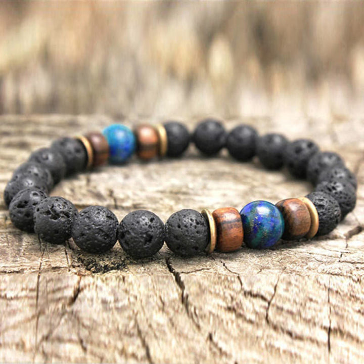 Olivenorma Natural Stone 8mm Wooden Beads Energy Men Bracelet