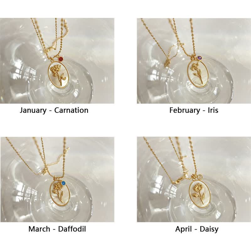 Olivenorma Birth Stone With Birth Flower Necklace - image 17