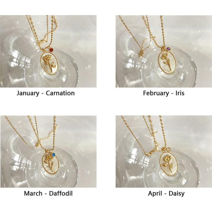 Olivenorma Birth Stone With Birth Flower Necklace - image 17
