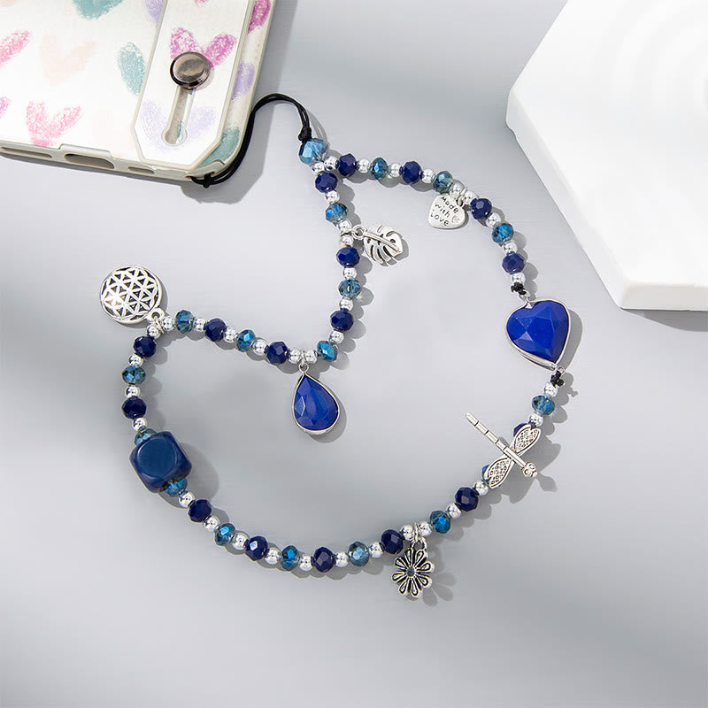 Olivenorma Crystal Pearl Drop Heart Shape Phone Strap