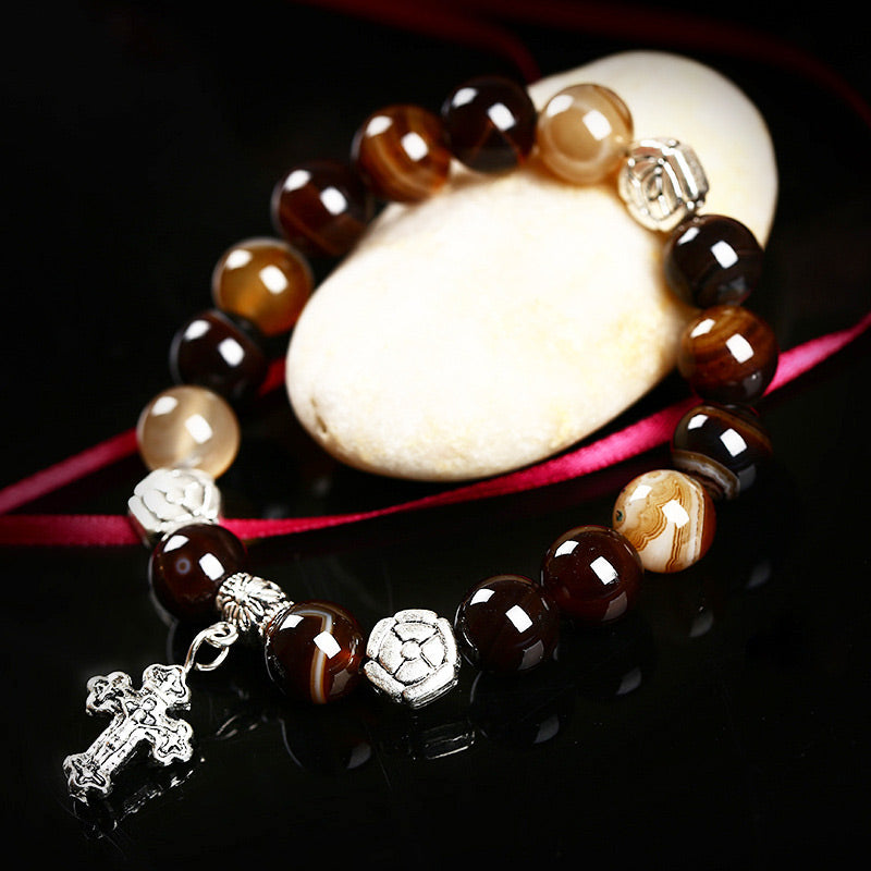 Olivenorma Natural Crystal Cross Symbol Bracelet