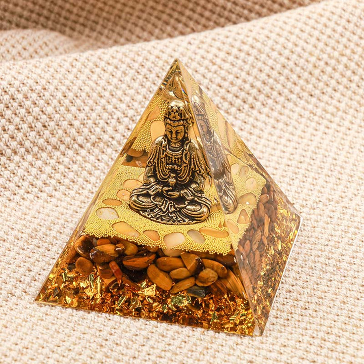 (Clearance 30% OFF / CODE: OFF30) - Olivenorma Buddha With Tiger Eye Protection Orgone Pyramid