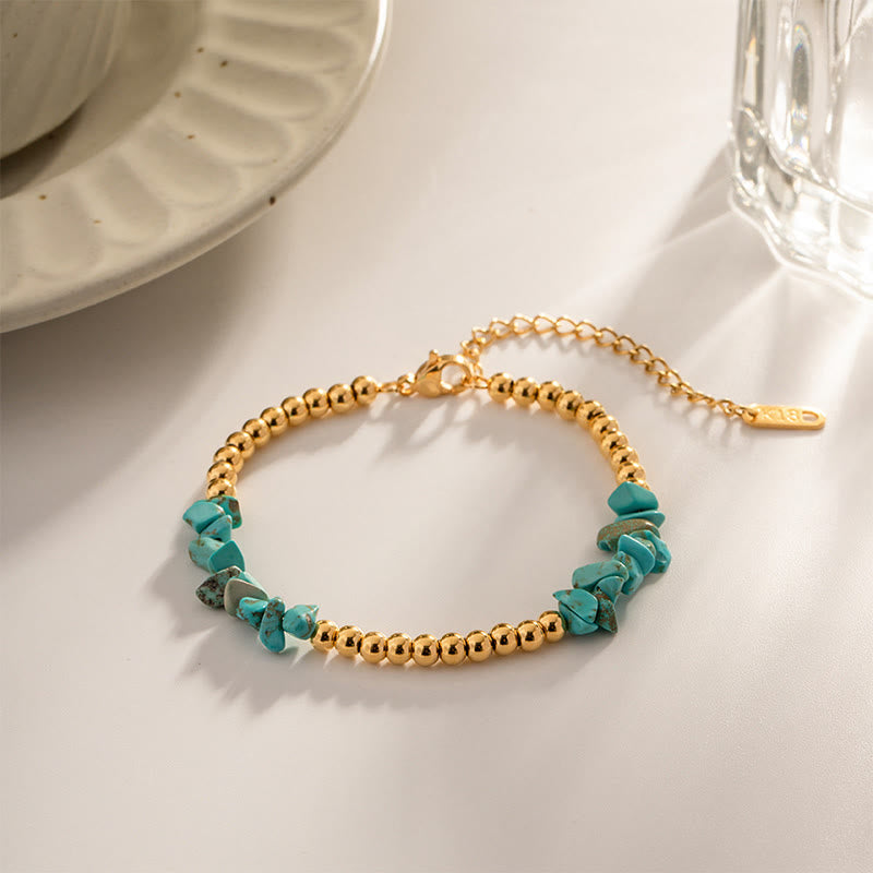 Olivenorma Natural Crushed  Crystals Gold Beads Bracelet