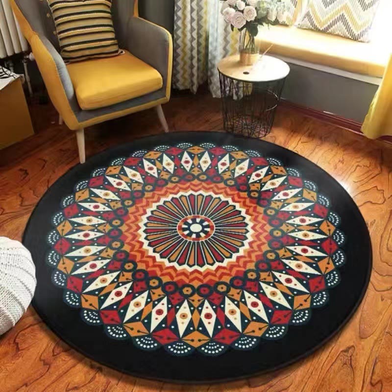 Olivenorma Mandala Round Area Rug Machine Washable Carpet - Mandala#1 - 140*140cm - Crystal Velvet - image 0