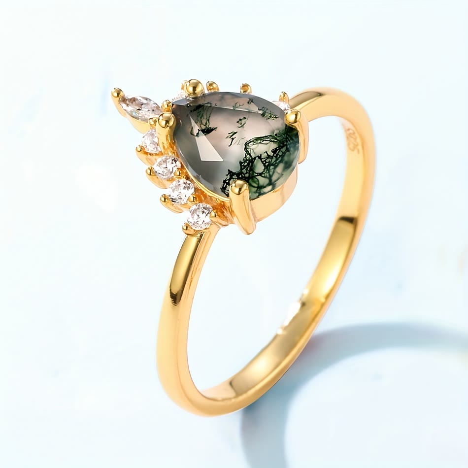 Olivenorma Moss Agate Paraiba Tourmaline 2pcs 925 Silver Ring - image 5