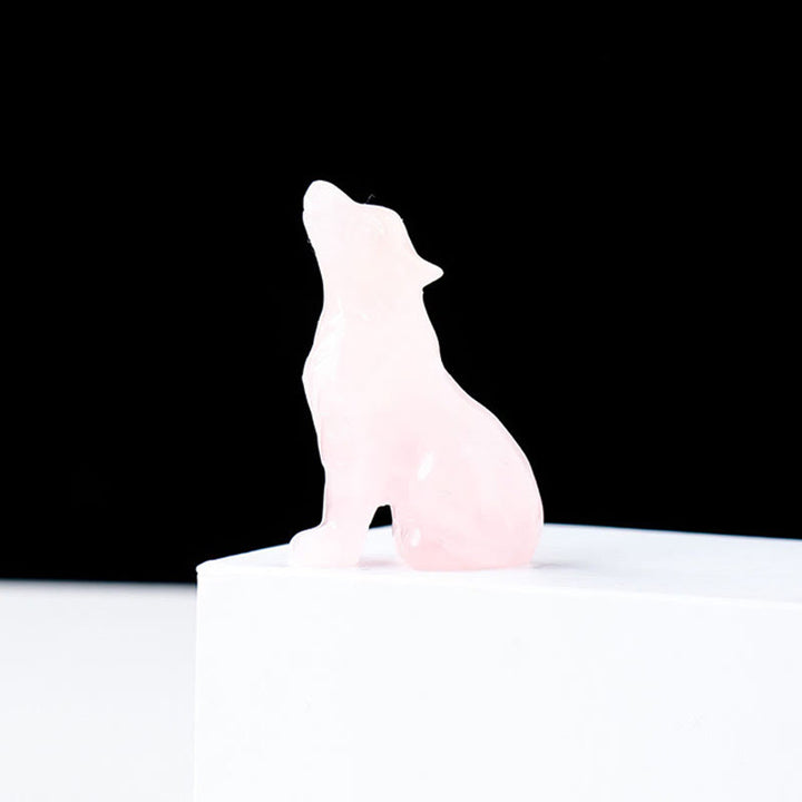 Olivenorma Natural Crystal Little Wolf Boy Gemstone Decoration - Rose Quartz - image 19