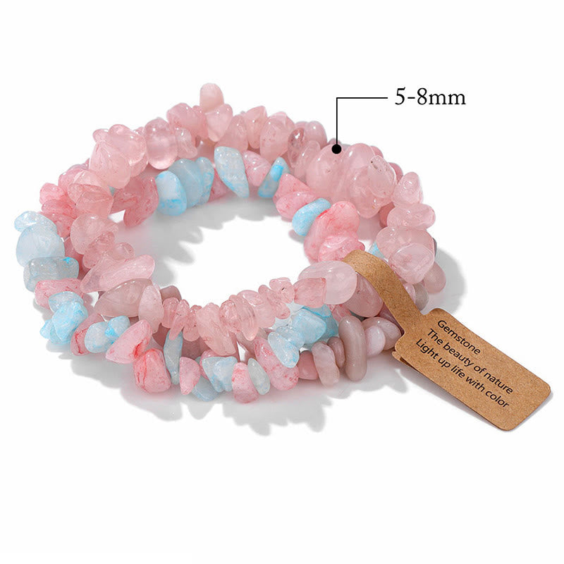 Olivenorma Natural Irregular Crystal Gravel Three Layer Bracelet