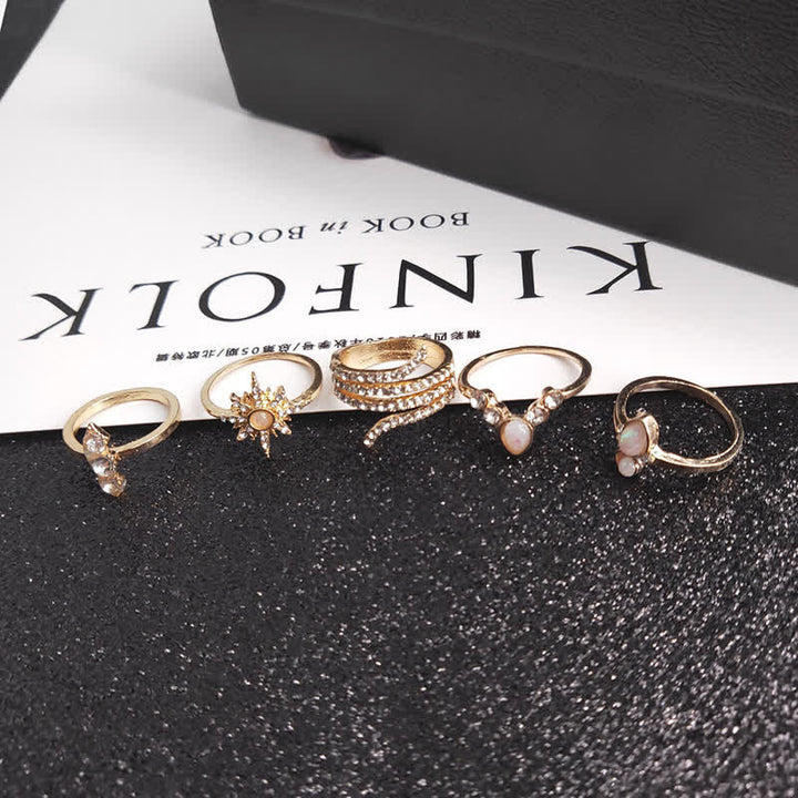 Olivenorma Vintage Opal 17 - Piece Ring Set