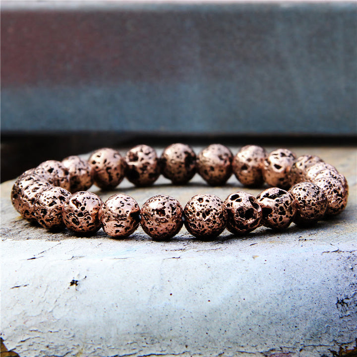 Olivenorma Plated Lava Stone 8mm Beaded Men Bracelet