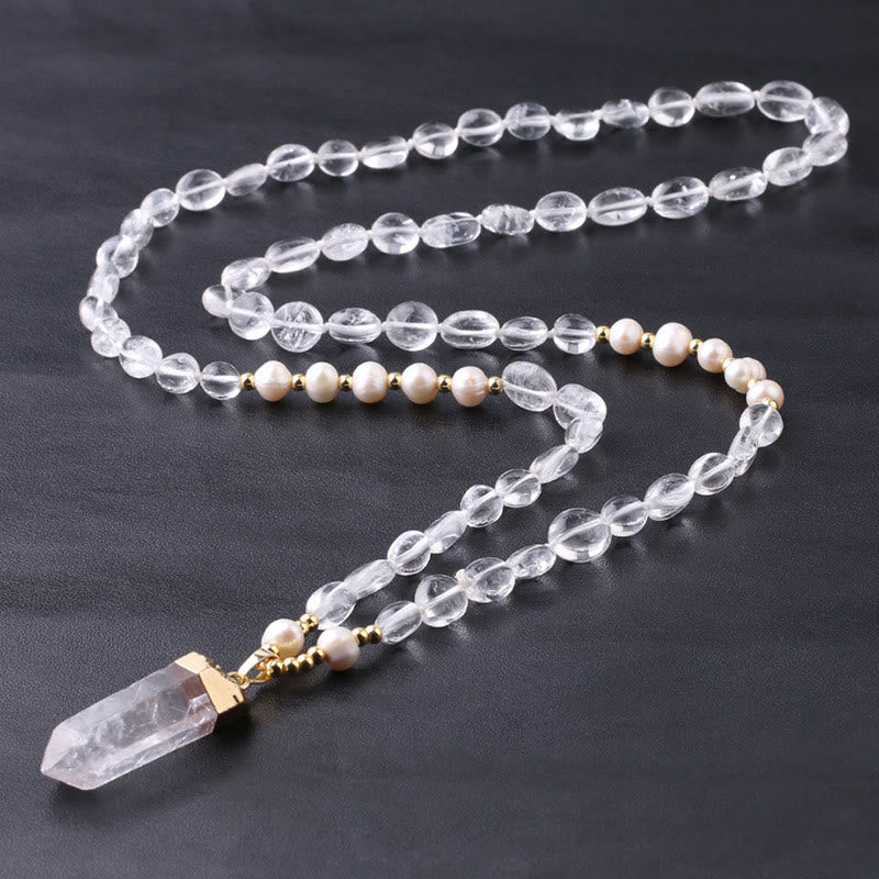 Olivenorma Irregular Crystal Column Pendant Long Necklace