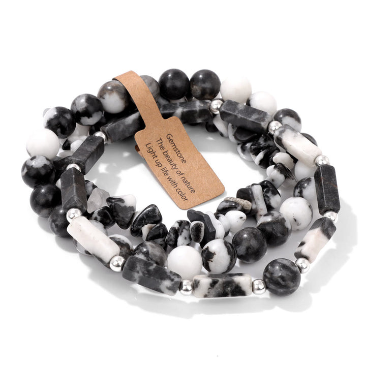 Olivenorma Natural Stone Irregular Three Layer Bracelet Set