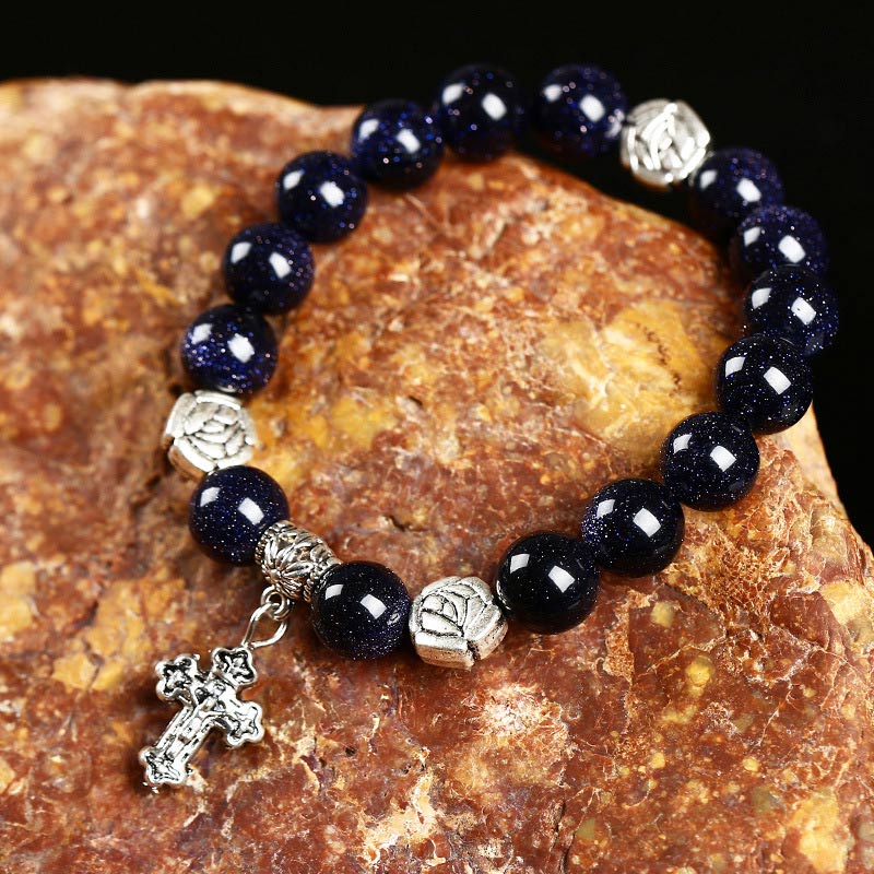 Natural Stone Cross Symbol Bracelet