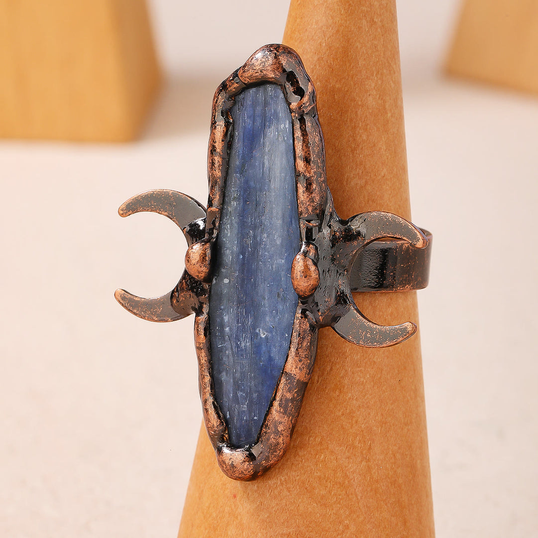Olivenorma Kyanite Double Moon Healing Adjustable Ring