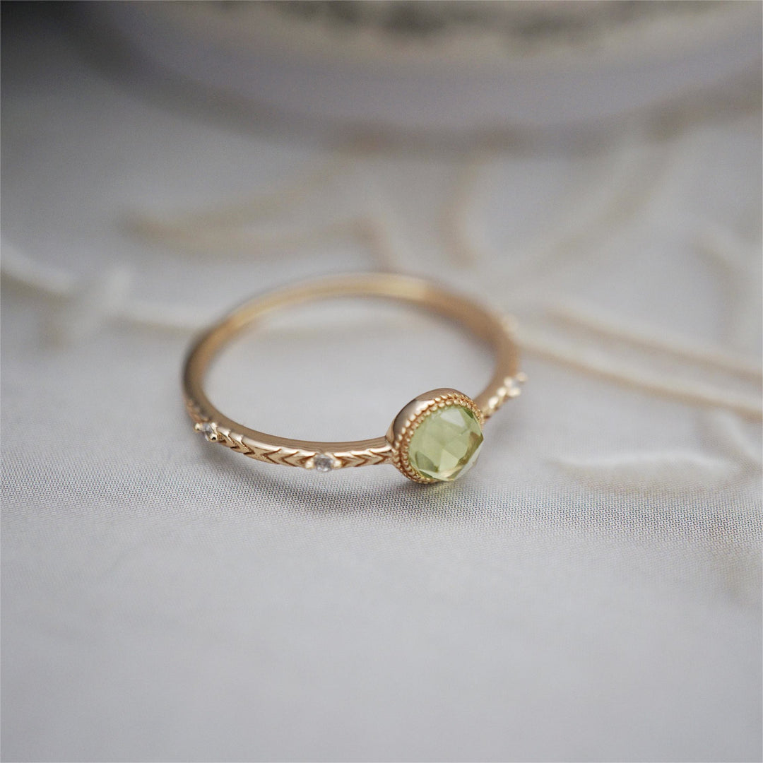 Olivenorma Natural Round Cut Green Peridot Ring