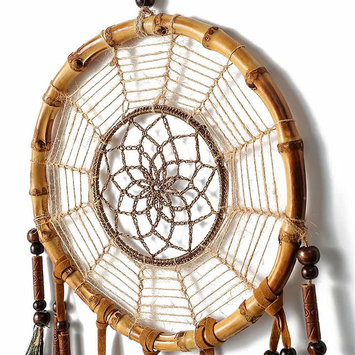 Olivenorma Hand Woven Natural Wooden Beads Feather Dream Catcher