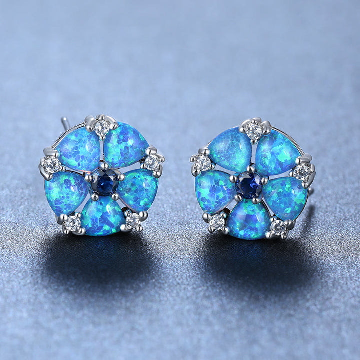 Olivenorma Opal Flower Shaped Earrings