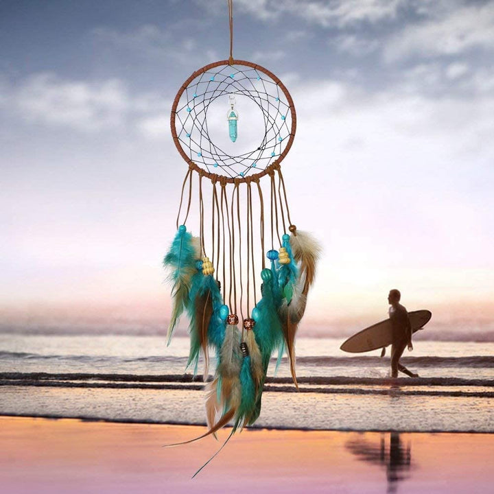 Olivenorma Turquoise Handmade Traditional Feather Dream Catcher