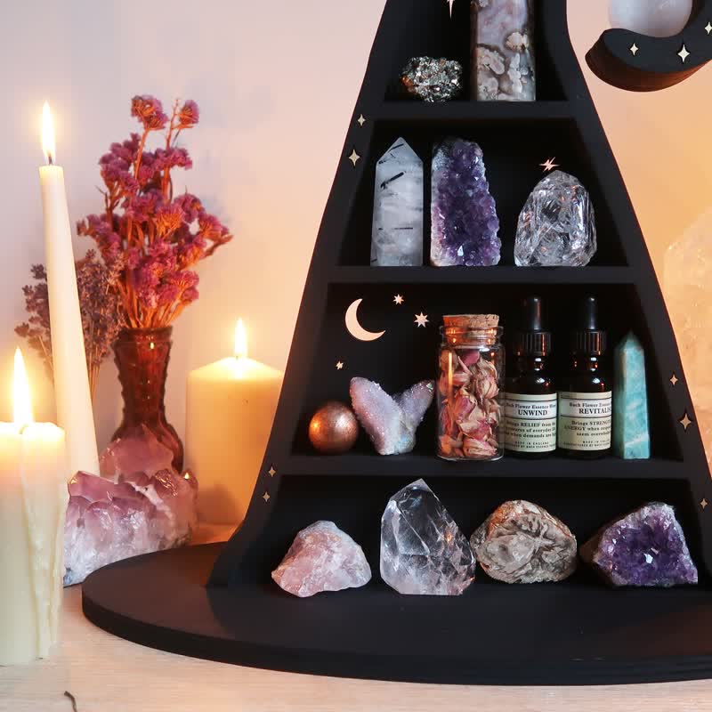 Olivenorma Witch Hat Wooden Crystal Shelf