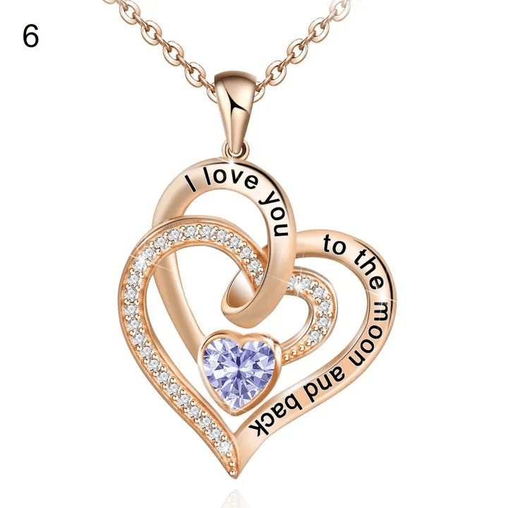 FREE Today: "I Love You to the Moon and Back" – Eternal Hearts Birthstone Necklace - Rosegold - June - Card Style Two - image 41