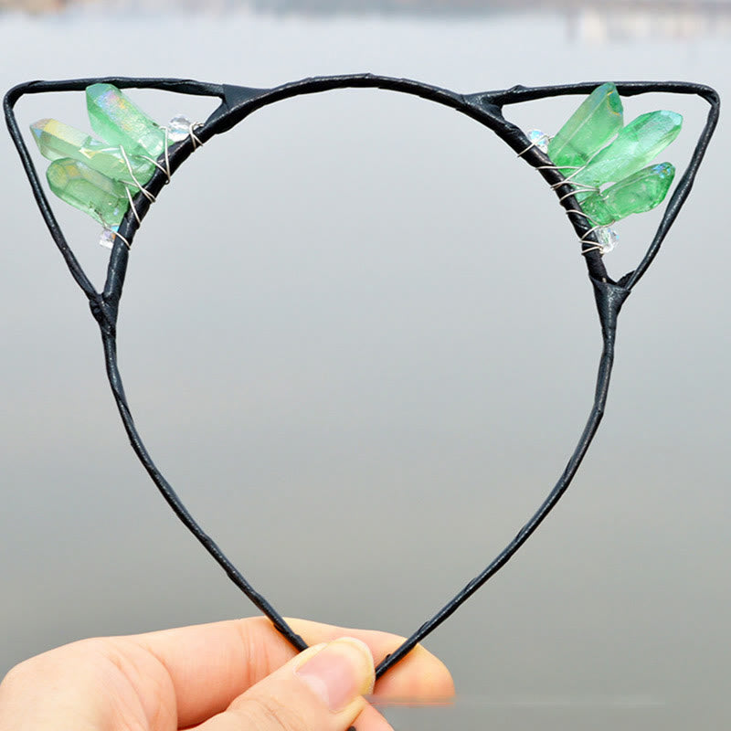 Olivenorma Electroplating Crystal Cat Ears Headband