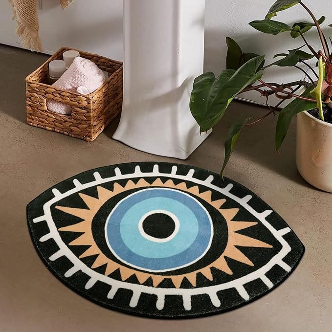 Olivenorma Black Evil Eye Bathroom Non-slip Rug Washable Carpet