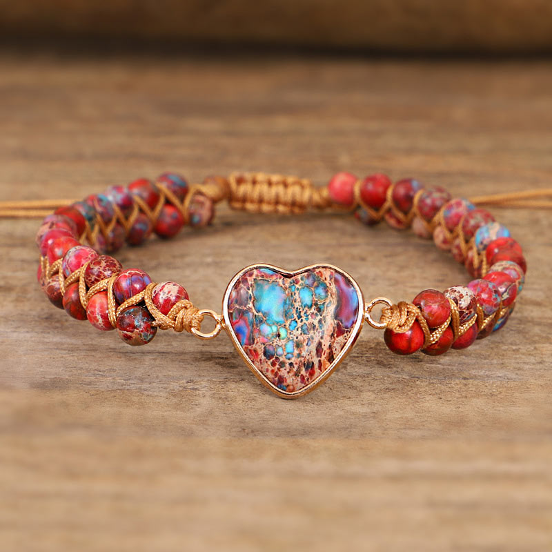 Olivenorma Red Emperor Stone Heart Bracelet