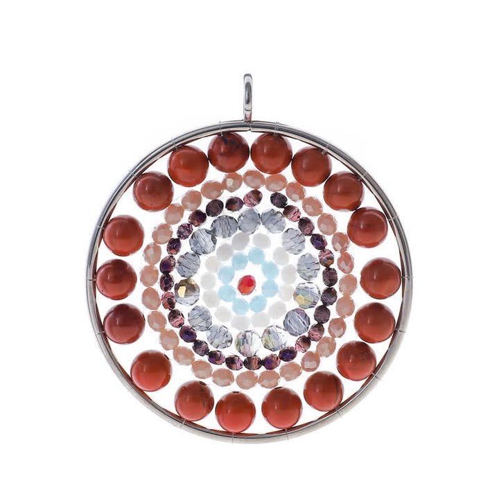 Olivenorma Datura Flower Round Pendant Crystal Necklace