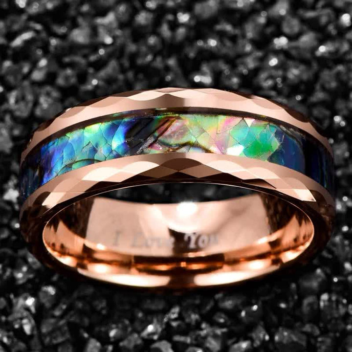 Olivenorma Koa Wood and Abalone Shell Tungsten Carbide Ring - image 25