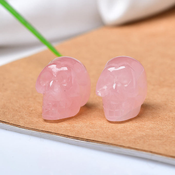 Olivenorma Crystal Mini Skull Halloween Gemstone Decoration - Rose Quartz - image 17