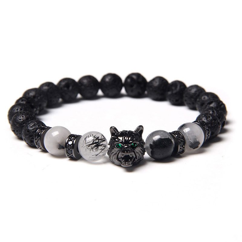 Olivenorma Lapis Lazuli Wolf Bracelet - Tourmalinated Quartz - image 11