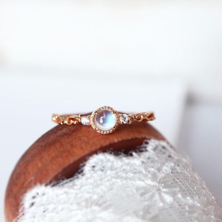 Olivenorma Natural Moonstone Zircon Delicate Ring