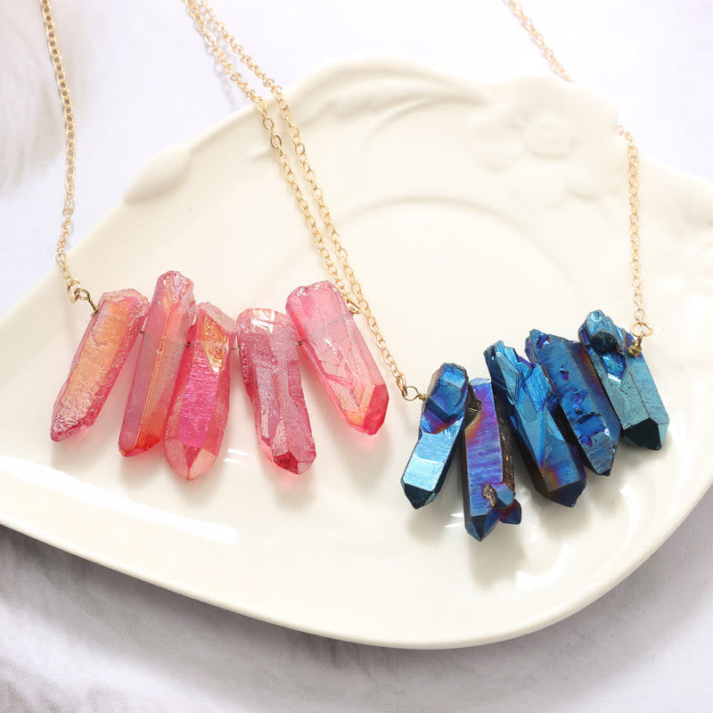 Olivenorma Natural Crystal Rough Mixed Color Crystal Pendant Necklace