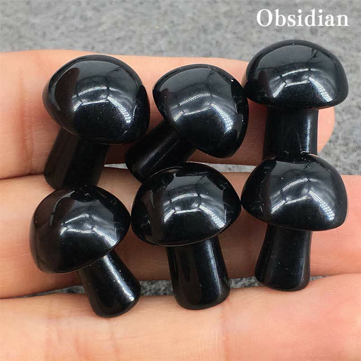 Olivenorma Natural Crystal Mini Mushroom Decoration  - Obsidian - image 7