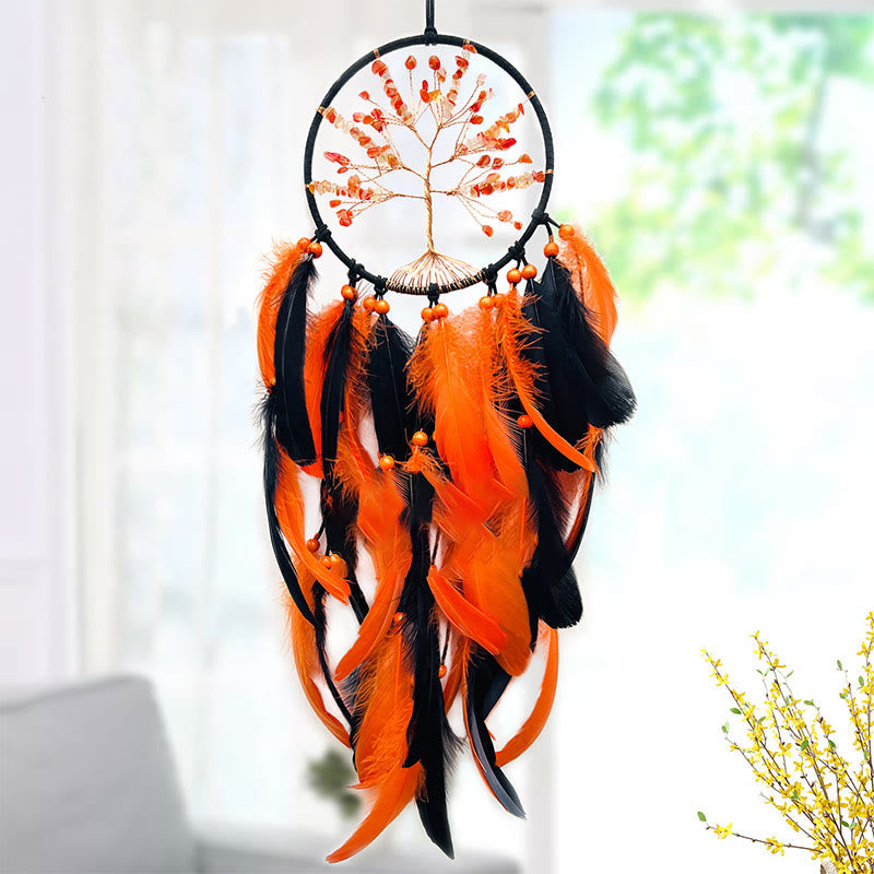 Olivenorma Yellow Agate Tree Of Life Dream Catcher