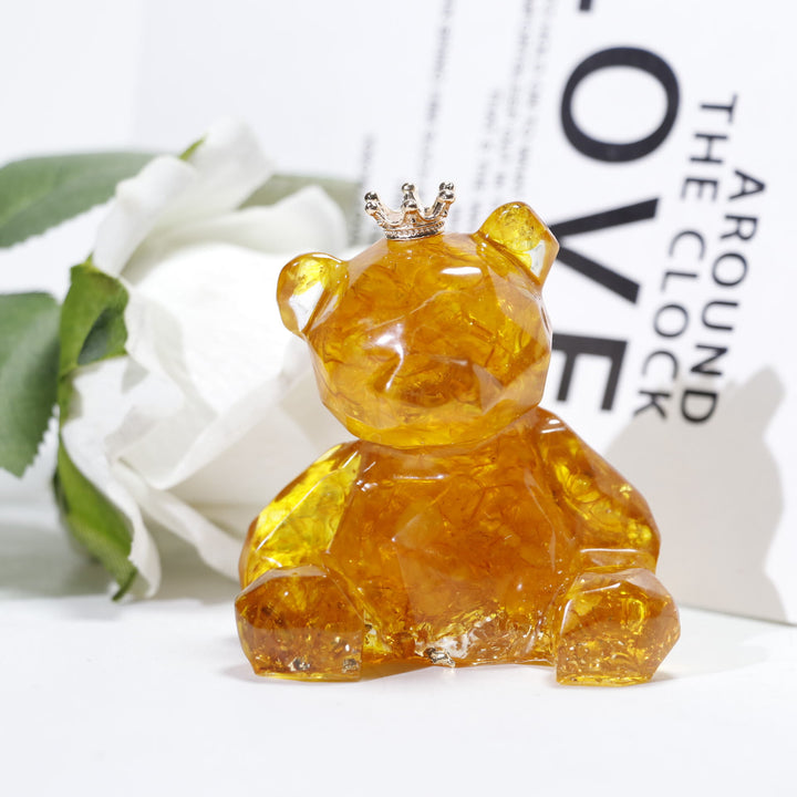 Olivenorma Crystal Gravel Resin Bear Ornament Gemstone Decoration