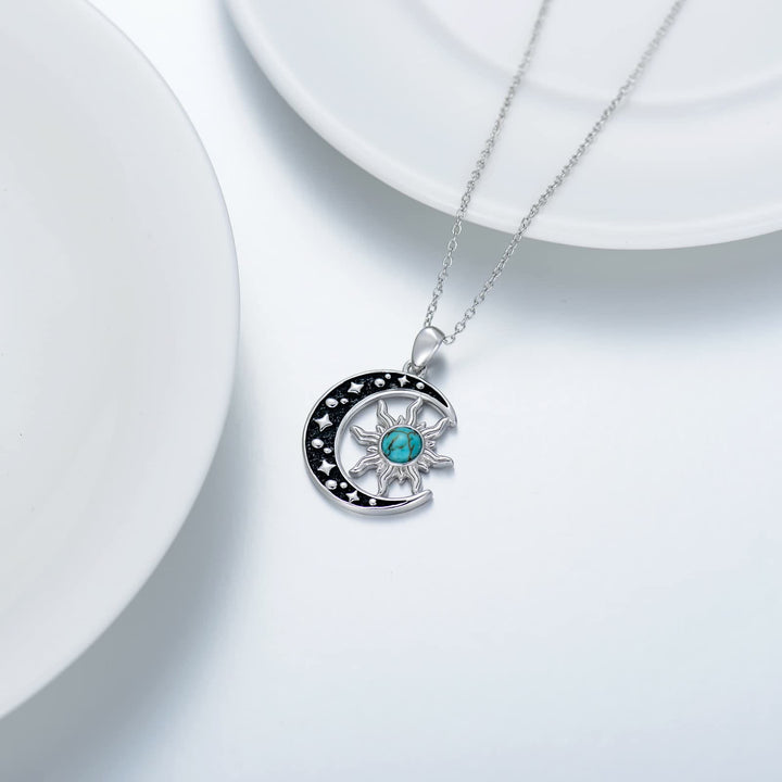 Olivenorma Turquoise Moon Sun Pendant Necklace