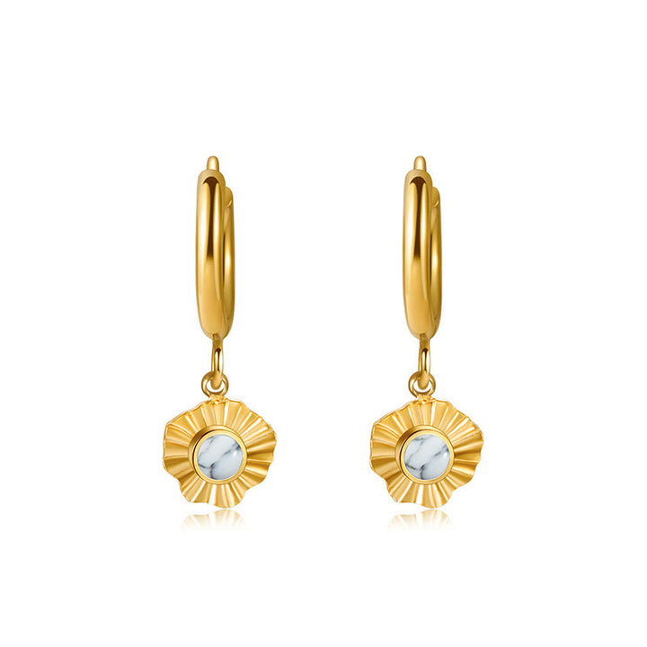 Olivenorma Natural White Turquoise Sun Moon Star Pendant Earrings