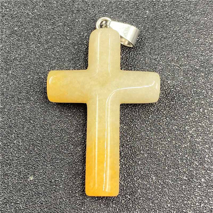 Olivenorma Natural Crystal Cross Healing Pendant - Yellow Jade - image 20