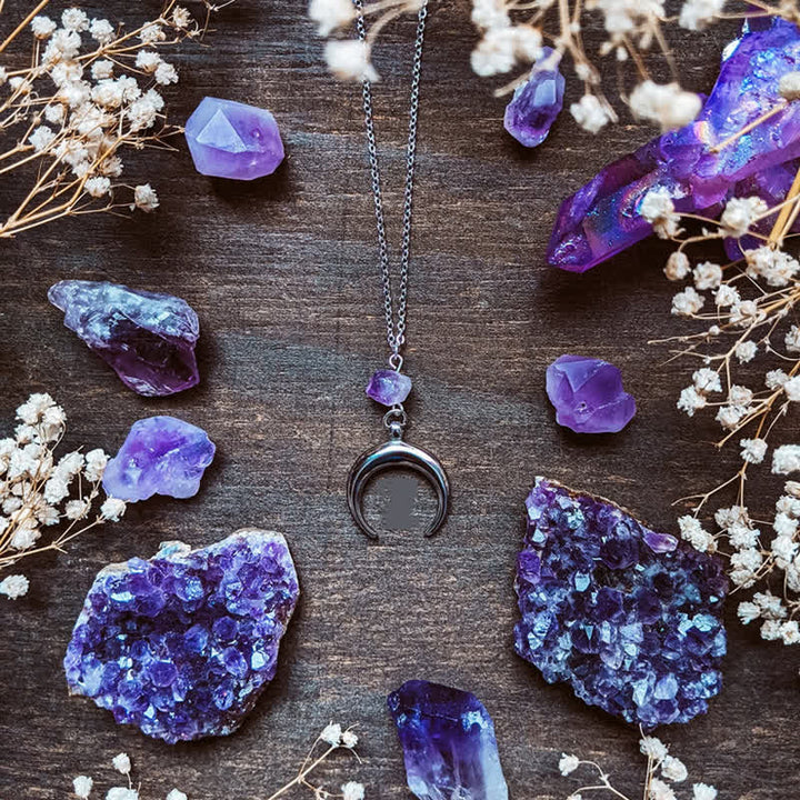 Olivenorma "LUNATHYST" - Amethyst Witch Moon Charm Necklace