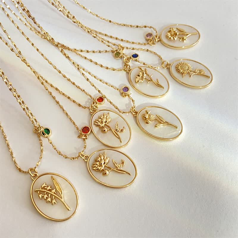 Olivenorma Birth Stone With Birth Flower Necklace - image 15