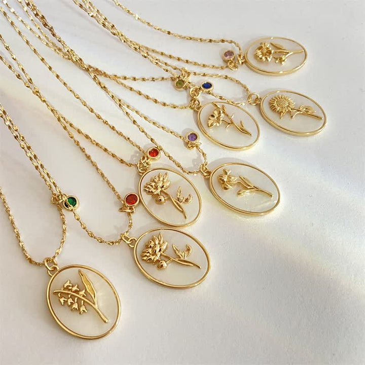Olivenorma Birth Stone With Birth Flower Necklace - image 15