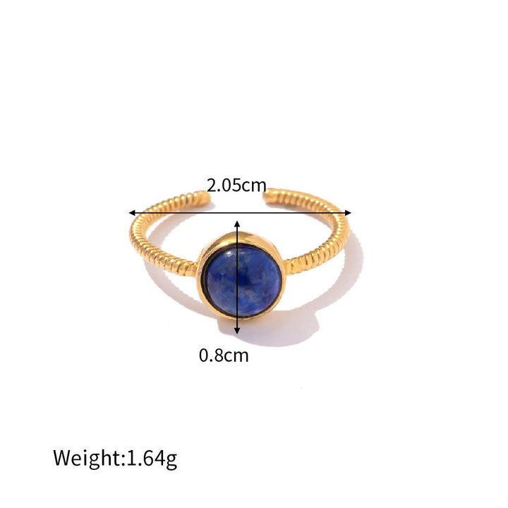 Olivenorma Court Vintage Titanium Steel Lapis Lazuli Ring Set