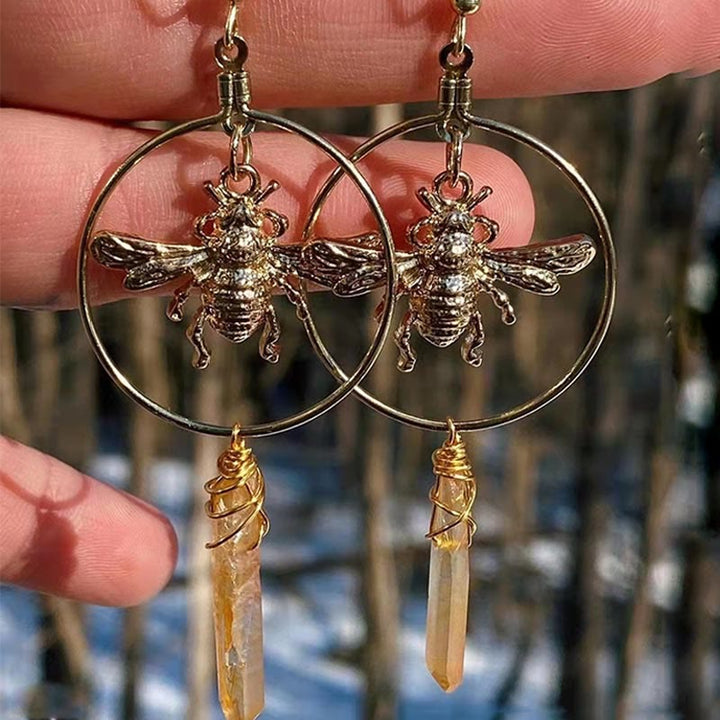 Olivenorma Natural Crystal Moon Star Mushroom Accessory Earrings