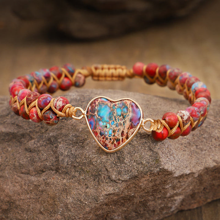 Olivenorma Red Emperor Stone Heart Bracelet