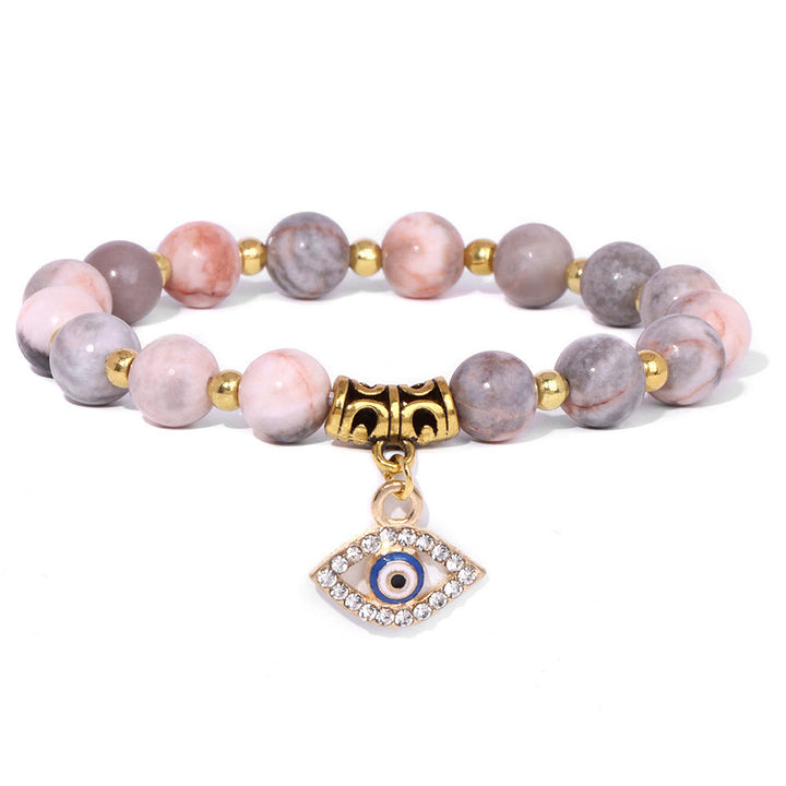 Olivenorma Natural Stone Beaded Evil Eye Pendant Bracelet