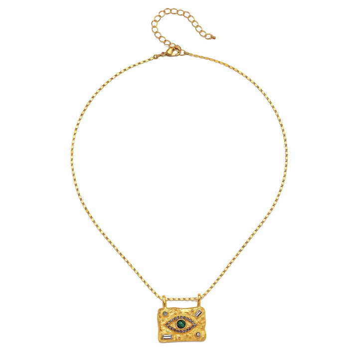 Olivenorma Natural Crystal Evil Eye Amulet Pendant Necklace