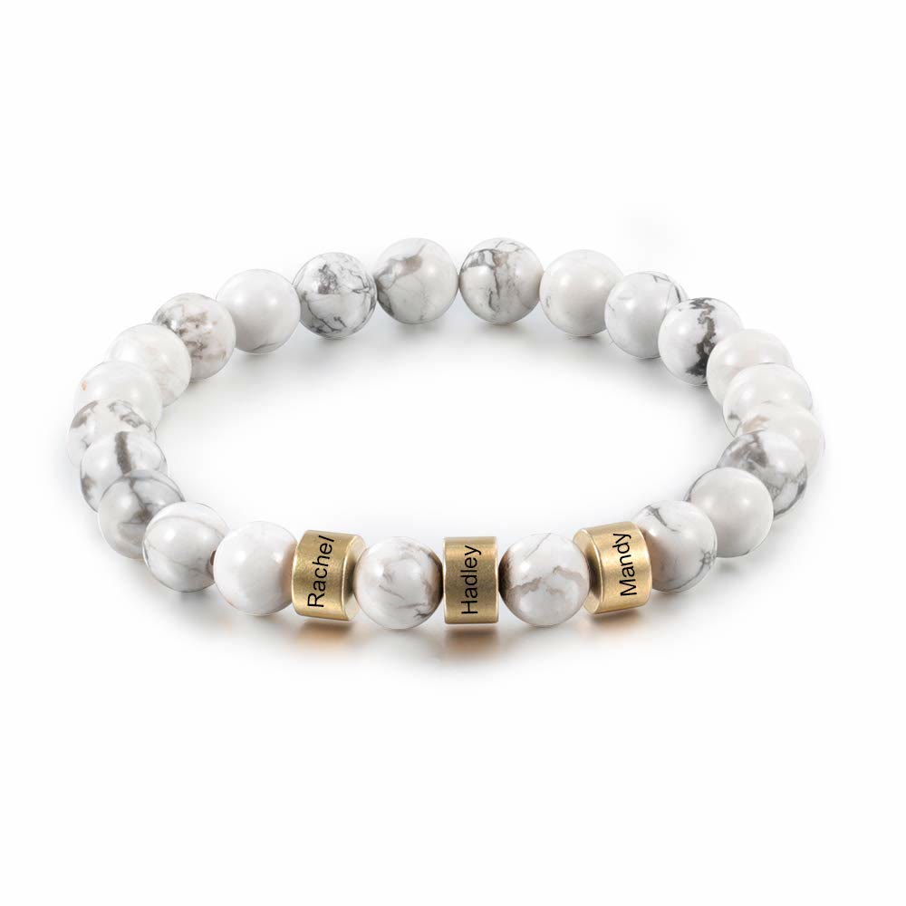 Olivenorma Natural Stone Engraving Personalized Beads Men Bracelet